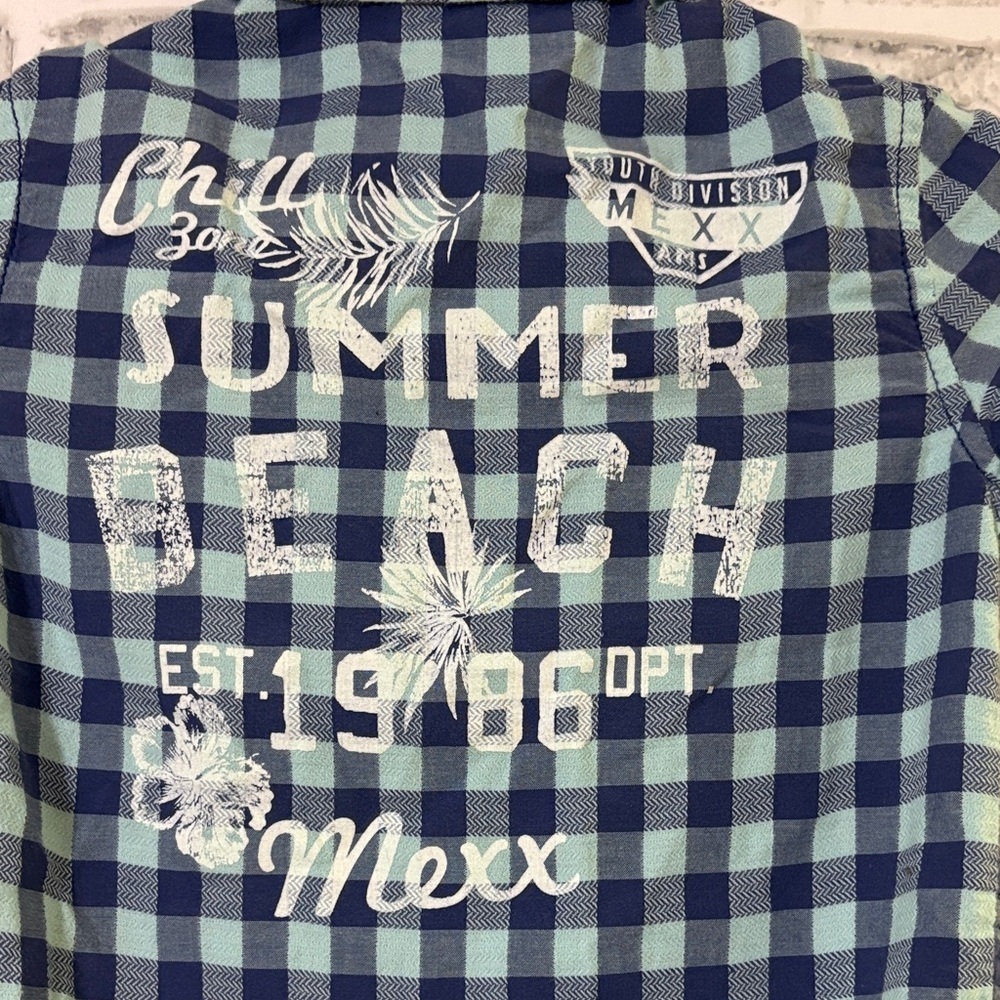 4/$20 Mexx Blue Checkered Kids Button-Down Shirt, size 6 - Picture 8 of 9